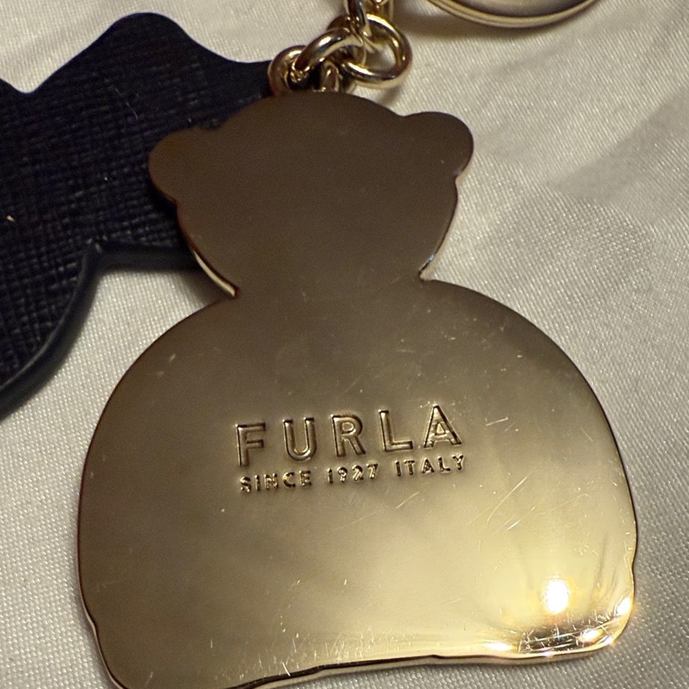Furla NWT Black and Gold Bear Keychain with little bag. - Picture 4 of 16